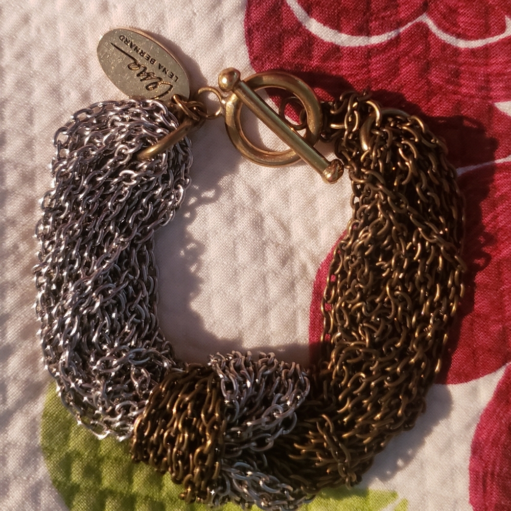 Bracelet Multiple Chains W/ Toggle Silver/ Copper - image 1